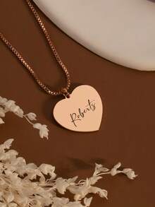 1pc Customized Photo Printed Necklace, Personalized Stainless Steel Heart-Shaped Photo Necklace, Custom Couple Photo Necklace, Unique Gift For Partner, Family, Friends - Heart-shaped Printed Necklace - View 5