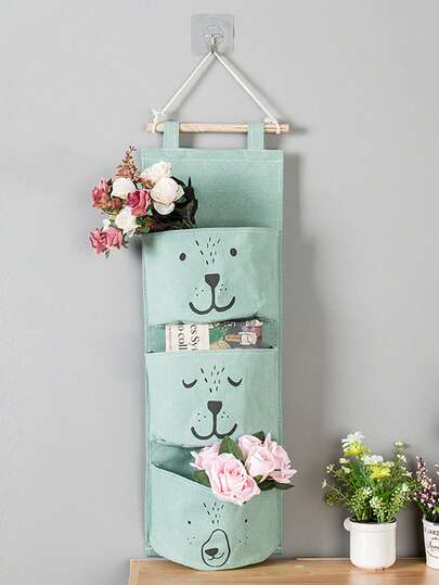 1pc Printed Waterproof Wall Hanging Storage Bag, Multi-Pocket Organizer For Closet, Door, Home Decor