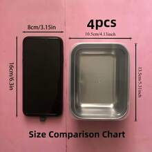 Stainless Steel Food Storage Container With Lid, Steel Food Container, Refrigeration Packaging Box, Decorative Box Outdoor Picnic Food Storage Box, Metal Pickled Snack Container, Dishwasher & Freezer - Multicolor - View 13