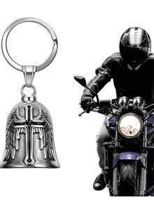 Motorcycle Bell With Keyring, Guardian Bell, Motorcycle Accessory Bell, Lucky Charm, Gold, Unique Piece. - Black - View 4