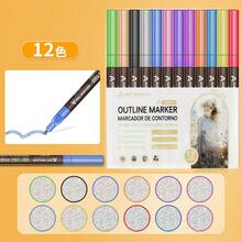 8/12/24Pcs Christmas Glitter Outline Marker Pen Set, Sparkle Outline Pens, DIY Craft Art Drawing Pens For Holiday Decorations, Card Making, Scrapbooking - Sets - View 14