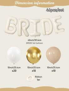 11-51pcs 40-Inch Bridal Balloons, Pearl White, Nude And Champagne Gold Balloons, Paired With Oversized Cream Bride Letter Balloons, Suitable For Bachelorette Party, Engagement, Wedding, Bridal Shower Decor - View 12