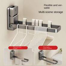 1pc Suction Cup Foldable Towel Rack, Washroom Towel/Jewelry/Headband Organizer Holder, No Drilling Required - View 4