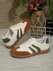 Women's Casual Sneakers, Flat, Lightweight, Comfortable Fitness Walking Shoes, Skateboarding Shoes - Green - View 6