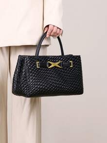 2026 Spring/Summer New Woven Handbag, Fashion Versatile High-End Ombre Snake Skin Pattern Tote Bag, Minimalist Large Capacity Commuter Bag For Women, Retro Metal Buckle One Shoulder Crossbody Bag - Multicolor - View 12