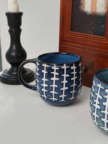 1pc 410ml Vintage Ceramic Handle Mug, Distressed Style High-Quality Ceramic Coffee Cup, Handmade Ceramic Tea Cup, Suitable For Home, Office, Afternoon Tea, Dining, Cafe, Microwave , Reusable - Multicolor - View 9