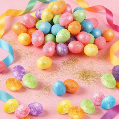 100pcs Colorful Glitter Easter Eggs - Perfect For Easter Egg Hunts, Basket Fillers, Spring Party Decor, Photo Props, And Kids Crafts