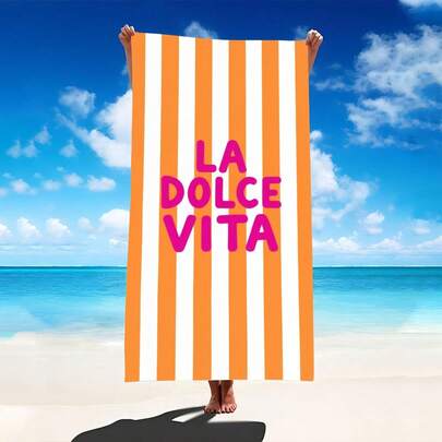 1pc Striped Beach Towel, Super Soft Microfiber Extra Large Beach Blanket, Super Absorbent Bath Towel, Suitable For Travel, Swimming Pool, Diving, Surfing, Yoga, Camping, Available In Multiple Sizes, Beach Accessories For Beach, Pool, Travel, Camping, Yoga