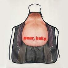 一件趣味大肚腩啤酒肚图案围裙，男士烧烤围裙，男士厨房围裙，可调节趣味烧烤围裙，适合烧烤派对、父亲节、生日、圣诞节礼物 - 多色 - 查看 5