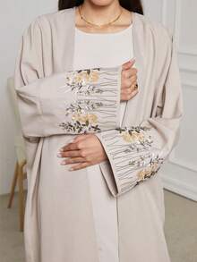 New Ramadan Middle Eastern Ramadan Abaya Robe With Embroidery - Apricot - View 5