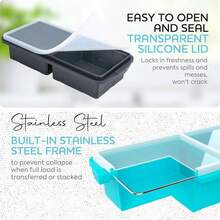 Silicone Freezer Tray With Lid-Soup Freezer Container Molds-2-Cup Extra Large Ice Cube Tray-Makes 4 Perfect 500ml Portions Cubes, For Freezing Soup,Stews,Sauces.Oven&Dishwasher-(2-Pack) - 2-cup - 查看 3