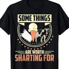 Camiseta Divertida para IBS e Intolerancia a la Lactosa con el Lema "Algunas cosas vale la pena compartir" y humor sobre vacas e inodoros. 100% unisex, tallas de adulto S-XXXL. Camiseta casual de cuello redondo para hombres y mujeres. Regalo perfecto para cumpleaños, Navidad. - Negro - Ver 1