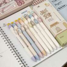 1/4/8支/套 - 0.5毫米可爱猫咪图案按动式圆珠笔,中性笔身,配0.5毫米笔芯,适合学生使用 - 貓咪造型 - 查看 10