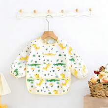 Infant Cartoon Hooded Smock, Fresh All-Over Print Baby Reversible Painting Apron - Multicolor - View 11