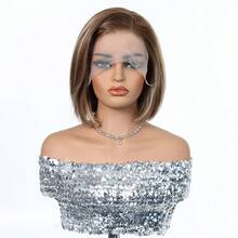 6/613 挑染金棕色直发假发，13x4蕾丝前巴西发假发，女士款，10英寸，150%密度 - S6/613 - 查看 3