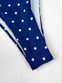 优雅性感蓝白波点比基尼套装，交叉露背设计，女士新款休闲春夏沙滩、泳池派对、生日、毕业典礼时尚泳装度假装 - 彩色 - 查看 5