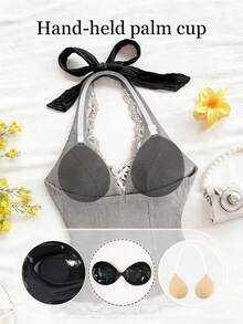 1件新款仿生手掌隐形文胸，手形推拉式粘性文胸，透明肩带，无背无肩带文胸，适合搭配婚纱、比基尼和深V领服装。 - 彩色 - 查看 1