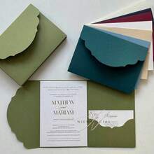 NIEWSPECIAL 10pcs Set Tri-Fold Pocket Wedding Invitation Envelopes, Simple Invitation Envelopes For Engagement, Christening, DIY Invitations, 5*7 Inch Invitations, Pocket Invitations, Customized Invitations, New Design Covers. Christmas Cards - 10Pcs - View 2