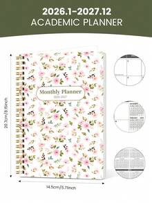 Trees 2026–2028 24 Monthly Planner, 1 Of 2 Year Weekly & Monthly Calendar Planner,Includes Monthly Overviews With Notes,Perfect Planner For Productivity, Appointments & Goal Setting, Back To School Supplies Office Desk Accessories - Pink - View 6