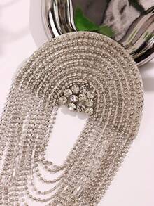 1件时尚百搭精致奢华别致个性化银色肩章流苏胸针，适合男士日常商务通勤 - 彩色 - 查看 7