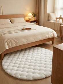 1 件柔软蓬松白色圆形地毯，适用于卧室、客厅、书房、办公室、入口处，可用作舒适地垫，可水洗防滑，是温馨的家居装饰，适合室内四季使用，高端简约客厅地毯，圆形卧室地毯，床边地毯，圆形地毯，仿毛皮地毯，浴室地毯，装饰地毯，白色仿毛皮地毯，门垫，卧室装饰，家居装饰，秋季家居装饰，房间装饰 - 白色 - 查看 2