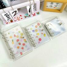 1个极简透明A5/A6计划本封面，6孔可替换内芯活页夹，PVC材质活页笔记本外壳，带按扣，适用于学校、会议、旅行和办公，情人节礼物，返校季礼物 - 彩色 - 查看 4