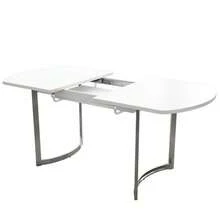 Extendable Dining Table 140/180 X 80 Cm, Extendable Length Up To 180 Cm, Silver Metal Legs, Modern Style, High-Strength Alloy Frame, Suitable For 4 To 6 People, White And Silver Table Legs - White - View 8
