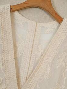 Floral Print Lightweight Breathable Cardigan, Suitable For Beach, Pool, And Vacation In Summer - Apricot - View 7