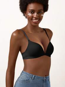 Women's Seamless Supportive Wireless Bra With Lift And Shaping, Comfortable - Black - View 8