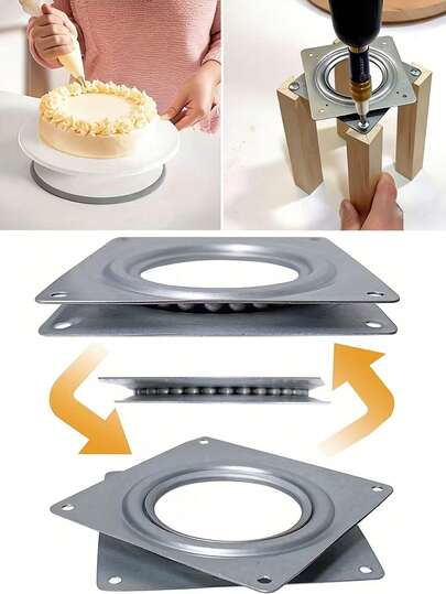 1 Stück Drehteller Lager Hardware, quadratisches Kugellager, drehbare Platte geeignet für DIY Kuchen Backen Drehteller, Dekorationsplatte, Küchen Aufbewahrungsregal, drehbarer Handwerkshocker