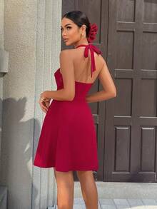 Đầm ngắn không dây màu trơn thanh lịch và dễ thương dành cho nữ, thiết kế dáng chữ A tôn dáng, kiểu dáng ngọt ngào và đáng yêu, phù hợp cho các buổi hẹn hò, tiệc khiêu vũ và đi mua sắm hàng ngày. Đầm dự tiệc thanh lịch, đầm dự đám cưới cho nữ, trang phục mùa hè cho nữ, trang phục mùa xuân cho nữ, đầm dự tiệc thanh lịch, đầm tốt nghiệp cho nữ, đầm thanh lịch cho quý cô, đầm đỏ cho nữ. - Màu Đỏ Sâu - Xem 2