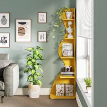 LITTLE TREE LITTLE  TREE Corner Shelf, Modern 5-Tier Wall Corner Bookshelf, Stylish Corner Small Bookcase Storage Rack Plant Stand With Unique Shape For Living Room, Home Office,1PCS - Yellow - View 1