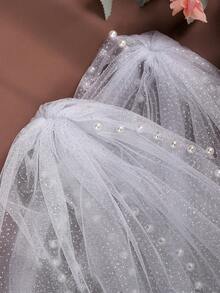 2pcs Sparkling Glitter Faux Pearl Shawl, Suitable For Bride Wedding, Bridal Gown, Party Dress, Short Shoulder Cover, With Detachable Safety Pin - Multicolor - View 5