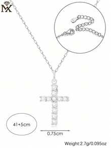 1 chiếc dây chuyền hình thánh giá bằng bạc sterling 925 đính đá Zirconia của Niche Design, quà tặng cho phụ nữ vào ngày Valentine, sinh nhật, hoặc dịp kỷ niệm. - vòng cổ - Xem 5