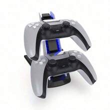 PS*5 DualSense Controller Charging Station, Airplane Seat Style Dual Charger Stand With PD Fast Charging, LED Ambient Light & Intelligence Protection, Compatible With Pl/Ay/Sta/Tion /5 Controllers - Black and White - View 3