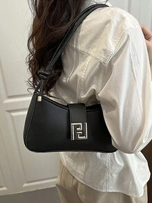 2026 Summer New Stylish Personalized Baguette Bag, Fashionable Texture Chic Shoulder Bag, Elegant Minimalist Crossbody Bag - Black - View 2