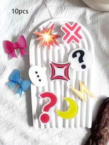 10pcs Cute Expression Acrylic Sweat, Angry, Fire Hair Clips, Side Bangs Hair Accessories, Hairpin - Multicolor 3 - View 1
