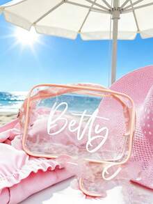 Personalized Makeup Bag, Beach Wedding Gift, PVC Transparent Cosmetic Bag, Toiletry Pouch, Bridesmaid Gift, Summer Vacation, Bachelorette Party Multi-Functional, Space-Saving - Multicolor - View 6