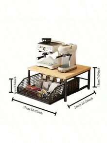 金属と木製の電子レンジラック引き抜き式引き出し付き-多層のオープングリッド台面収納箱、コーヒーメーカー、ティーバッグ、食器に適しています-省スペースキッチンラック、パパ&クリスマスプレゼント、シンプルなデザイン、頑丈な構造、家庭料理人必須 - ホワイト - チェックする 4