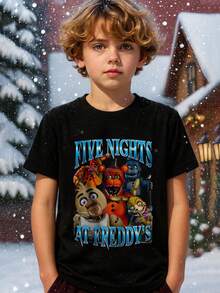 Young Boy's/Girl's Cotton Graphic Tees, Game T-Shirts For Boy, Black Summer T-Shirts With Cartoon Characters, Gift For  Fans, Round Neck, Fun - 22 - 查看 5