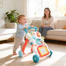 Multi-Functional Baby Walker-Push & Walk Learning Activity Walker With Drawing Board, Portable Activity Center For Boys & Girls, Music, Sensory & Balance Training Toy For Motor Skill Development (6M+) - Blue - View 10