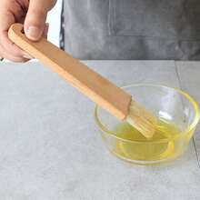 1pc Barbecue Brush, Oil Brush, Beechwood Bristle Brush, Round Pastry Brush, Wooden Handle Bread & Cake Baking Brush - Multicolor - View 11