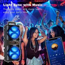 Portable Speaker, Outdoor Wireless Speaker, Button Control, Subwoofer, 2400mAh Capacity, RGB Lighting With Colorful Lighting Effects, Dual Speakers, Suitable For Home, Outdoor, Parties, Square Dancing, Karaoke, Family Gatherings, Lighting Effects, Disco. - Màu đen tối giản - Xem 2