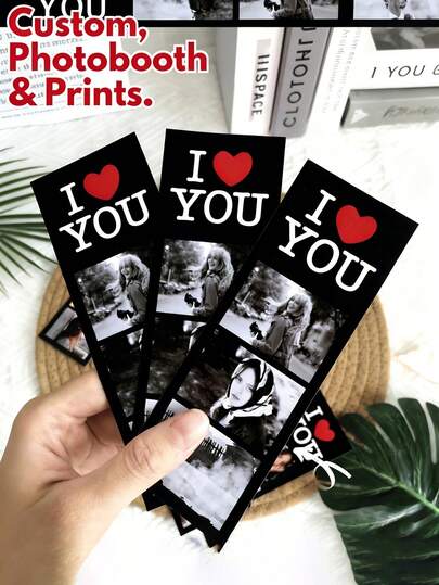 Personalized "I Love You" Photo Booth, Wedding Decor, Wedding Gift, Bookmark, Valentine's Day Gift, Couple Photo, Gift, Decor, Thanksgiving Gift, New Year Gift, Party Decor, Customized Photo Booth Printing, Personalized Photo Booth Printing, Christmas