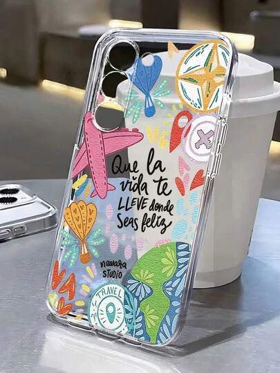 Funda de teléfono minimalista y de moda con diseño de mapa y avión perforada y transparente, compatible con iPhone 17/17Pro/17ProMax, 16/11/16Pro/16Plus/16ProMax/16e, 15ProMax, 13/14/12/XS/XR/7G/8P, Galaxy S25/S25Plus/S25 Ultra, A16/A36/A26/A56, 11/12Pro/12/12X/13Pro/14Pro/15Pro/X3pro, 10/9/Note9/12c/Note11Pro/Note8Pro/9C/9A