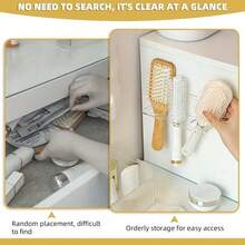 1pc Multi-Function Bathroom Comb Holder Shelf, Wall Mounted Storage Rack Without Drilling, Bathroom Organizer - Clear - View 7