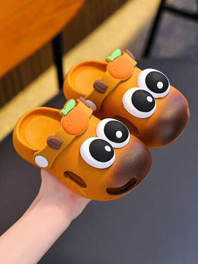 1 par de sandalias suaves con diseño de dibujos animados y antideslizantes para niños, aptas para niños y niñas en verano, para usar tanto en interiores como en exteriores