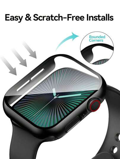 钢化玻璃屏幕保护膜，兼容苹果8系41mm/7系41mm；硬质PC保护壳带屏幕保护膜，兼容41mm；全包式保护壳