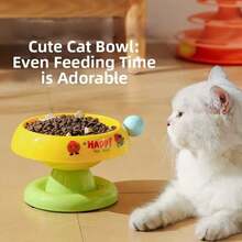 Tazón de comida elevado para mascotas con revestimiento de acero inoxidable y antideslizante, estilo de dibujos animados lindo adecuado para gatos y perros - Gran capacidad - Ver 4