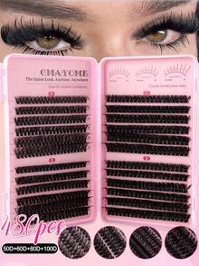 480片假睫毛套装 - 混合长度9-14mm，包含10D+20D+30D+40D+50D+60D+80D+100D睫毛簇，适用于猫眼妆、角色扮演妆、俄式浓密妆、自然妆、夏季妆和舞台妆。套装包含睫毛胶、睫毛刷和镊子。便携式设计，适合居家和旅行使用。0.07mm厚度，D型卷翘，蓬松效果，新手也能轻松上手。 - 彩色 - 查看 15